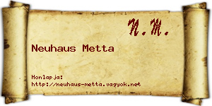 Neuhaus Metta névjegykártya